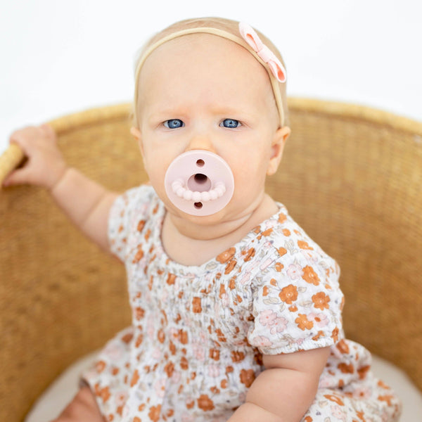 Cutie PAT Round (0-24m) Pacifier + Teether: Lavender - Lulu Bella Boutique