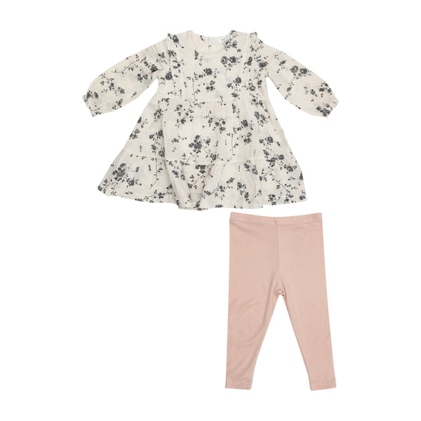 Ruffle Tiered Dress And Ribbed Legging - Climbing Roses - Lulu Bella Boutique