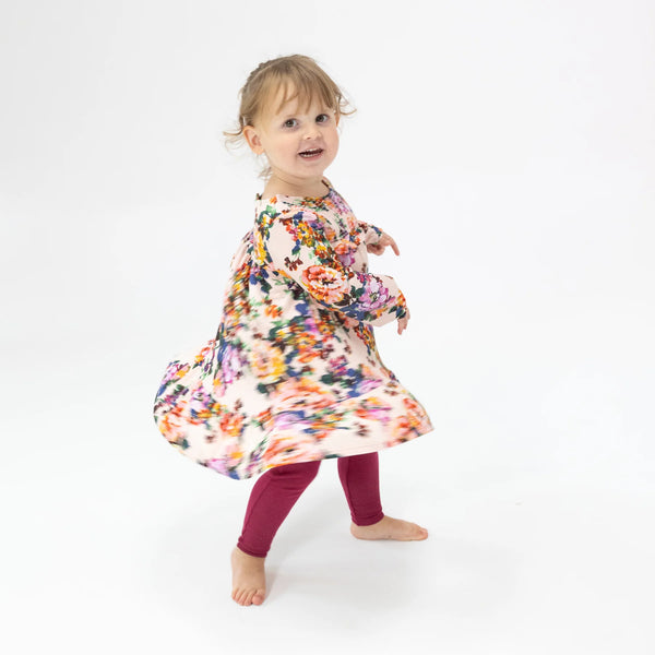 Smocked Ruffle Tiered Dress And Rib Legging - Autumn Rose - Lulu Bella Boutique