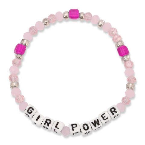 Kids Colorful Word Bracelets Select from 12 Styles: Girl Power - Light Pink