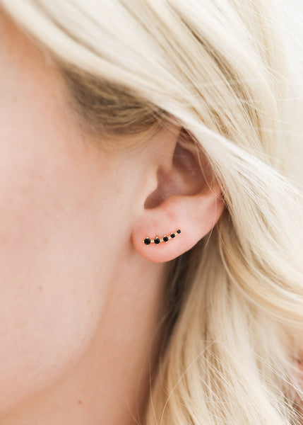 Crawler - Black CZ - Gold Earrings - Lulu Bella Boutique