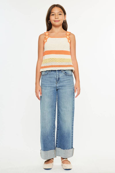 Youth High Rise Crop Wide Leg Jeans - Lulu Bella Boutique