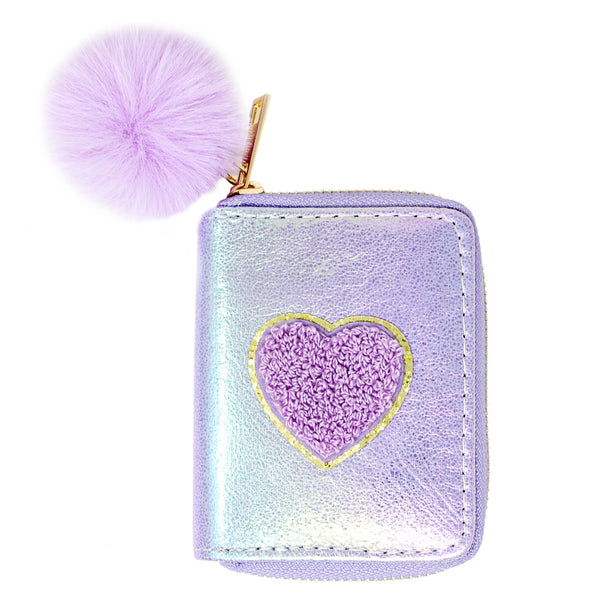 Shiny Heart Patch Wallet: Hot Pink - Lulu Bella Boutique