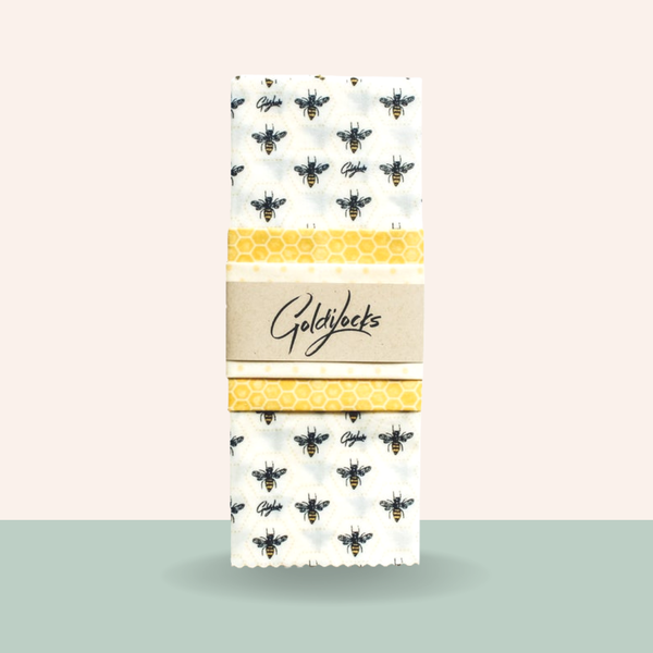 Reusable Beeswax Food Wraps: Honey Bees Set of 3: Wholesale - Lulu Bella Boutique