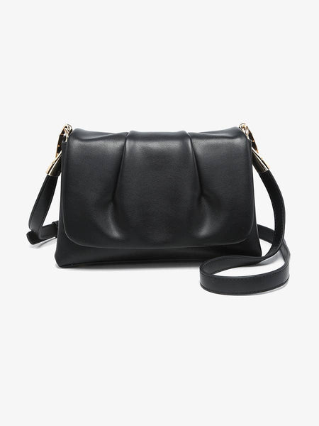 JN2774 Dayton Pleated Flapover Crossbody Bag: Black - Lulu Bella Boutique