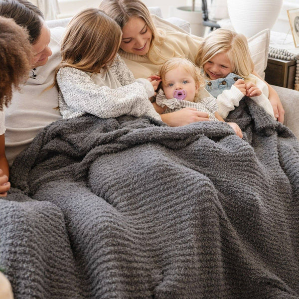 RIBBED BAMBONI® XL BLANKETS: Charcoal - Lulu Bella Boutique