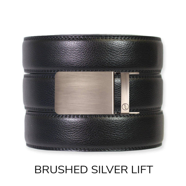 Black Leather Ratchet Belt & Buckle Set: Traditional Iron - Lulu Bella Boutique