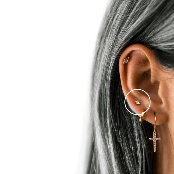 Classic CZ Tiny Diamond Screw Flat Back Earrings: Gold - Lulu Bella Boutique