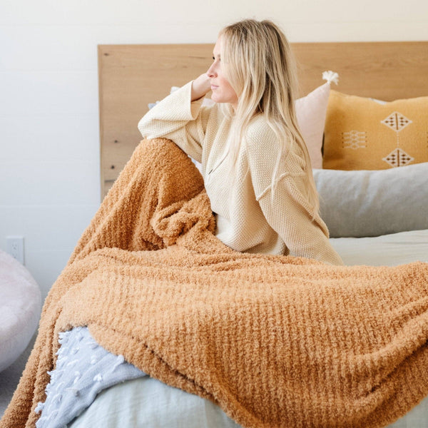 RIBBED BAMBONI® XL BLANKETS: Charcoal - Lulu Bella Boutique