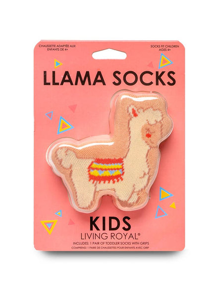 3D Packaged Crew Socks - Kids - "Llama Love" - Beige - Lulu Bella Boutique