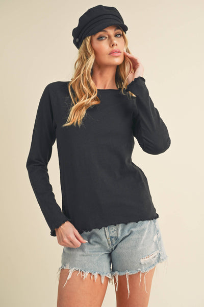 8288DN Gwen Baby Long Sleeve Top: Black / Contemporary / S - Lulu Bella Boutique