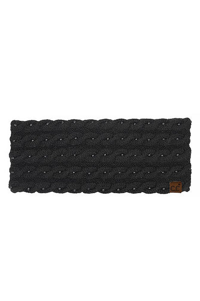 C.C Pearl Embellishments Head Wrap: Black - Lulu Bella Boutique