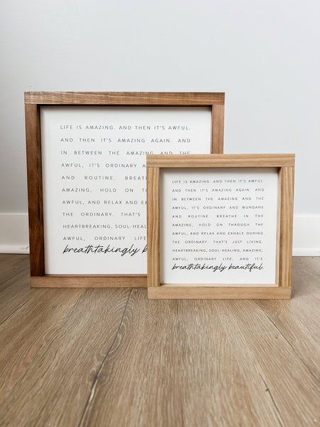 Life Is Amazing and then It's Awful (Sq) | Wall Art: Black / Light Oak / 13x13" - Lulu Bella Boutique