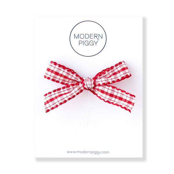 Picnic - Red | Ribbon Bow: Alligator Clip - Lulu Bella Boutique