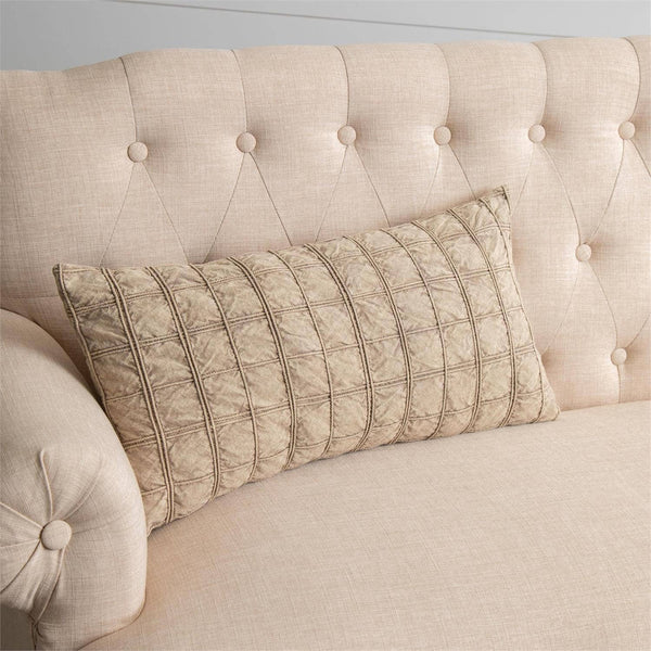 Lumbar Pillow - Stonewashed Windowpane Check, Brown (PC) - Lulu Bella Boutique