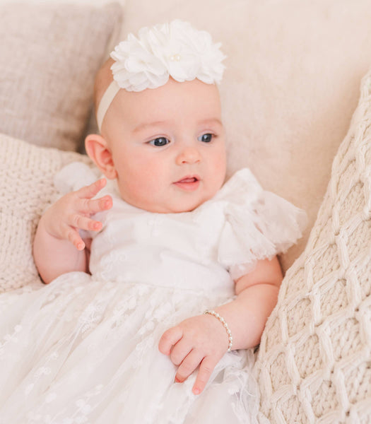 Girls Silver Baby Cross Bracelet Baptism & Communion Gift: Large 6-12 Years - Lulu Bella Boutique