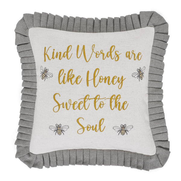 Embroidered Bee Honey Pillow 18x18 - Lulu Bella Boutique