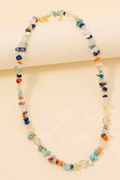 Pebble Stone Beaded Necklace: GDTQ - Lulu Bella Boutique