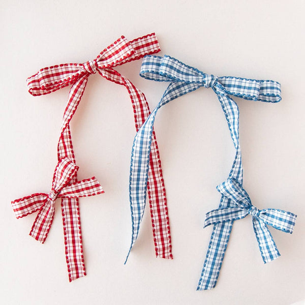 Picnic - Blue | Ribbon Bow: Alligator Clip - Lulu Bella Boutique
