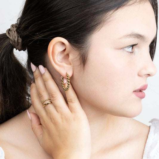 14K Gold Filled PLUS Circle Ball Hoop Earrings: Gold