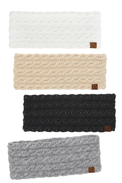 C.C Pearl Embellishments Head Wrap: Black - Lulu Bella Boutique