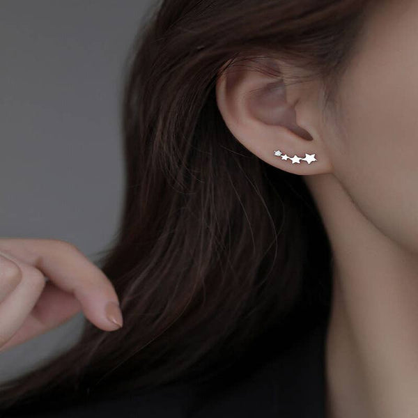 E066 star stud earrings, silver stud, star earring, climber - Lulu Bella Boutique