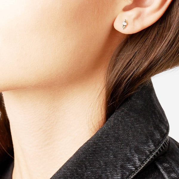 CZ Diamond Trinity Screw Flat Back Earrings: Silver - Lulu Bella Boutique