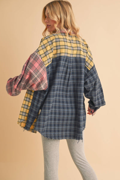 Nella Multi Color Plaid Flannel Shirt: Blue/Pink/Yellow / Contemporary
