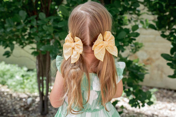 Lemonade | Pigtail Set - Petite Party Bow - Lulu Bella Boutique