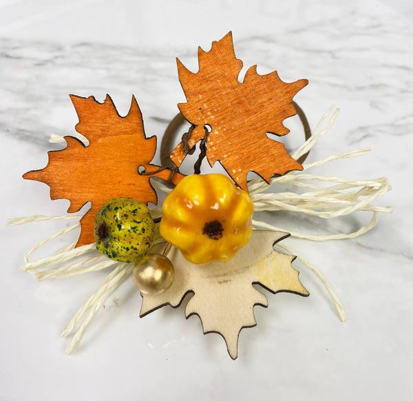 Pack of 6-Wood Maple pumpkin Napkin rings for Thanksgiving - Lulu Bella Boutique