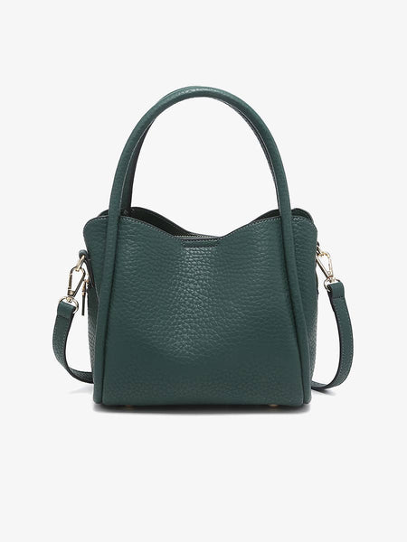 M2533 Ruby 3-Compartment Satchel w/ Dual Handles: Brown - Lulu Bella Boutique