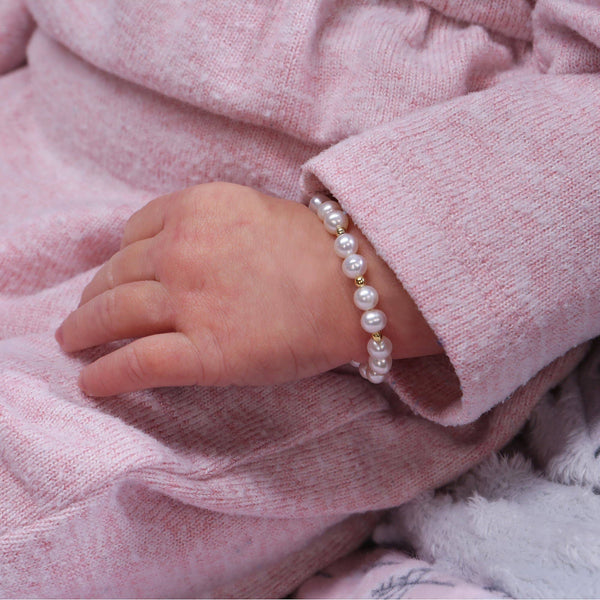Girls 14K Gold-Plated Pearl Baby Bracelet Children's Jewelry: Medium 1-5 Years - Lulu Bella Boutique