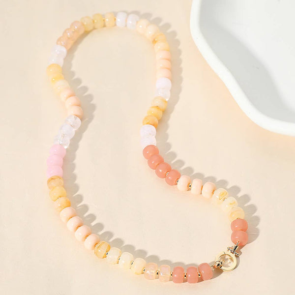 Natural Stone Metal Ball Beaded Necklace: MBE - Lulu Bella Boutique