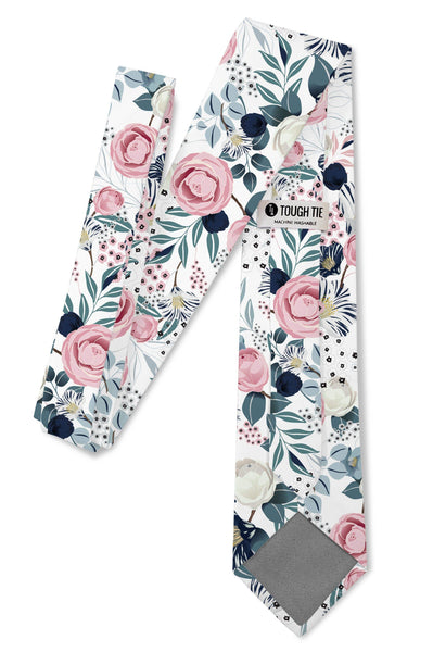 Burst - Pink and White Floral Tie: 3.25" Standard Tie - Lulu Bella Boutique