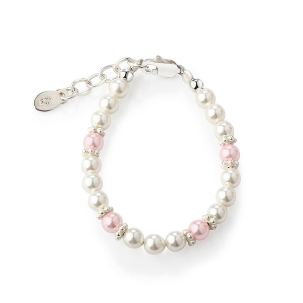 Girls Sterling Silver Pearl Baby Bracelet or Kids Jewelry: Medium 1-5 Years - Lulu Bella Boutique