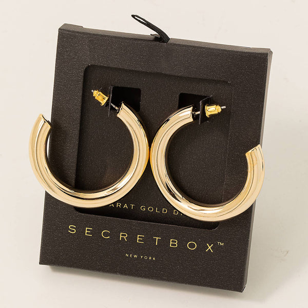 Secret Box Gold Dipped C Hoop Earrings: WG - Lulu Bella Boutique