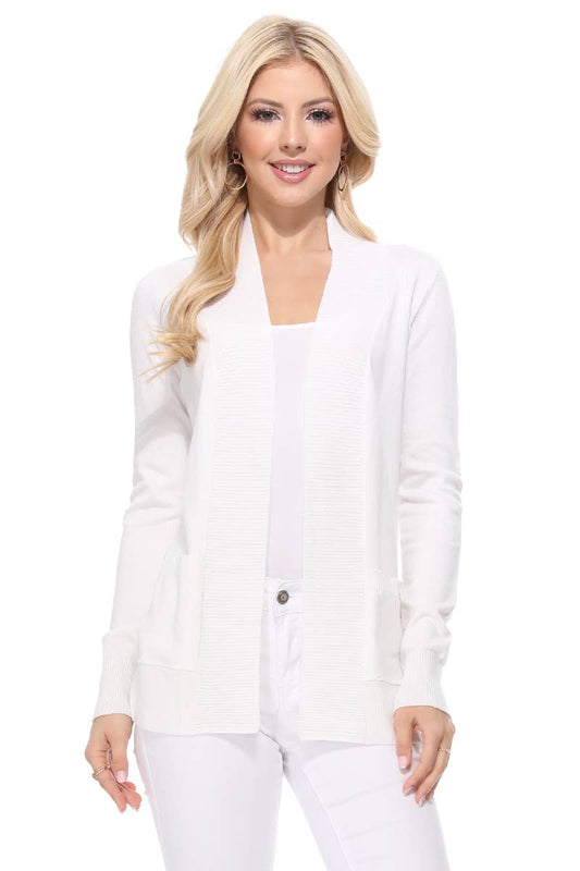 Long Sleeve Open Front Knit Shrug w/ Pocket Cardigan