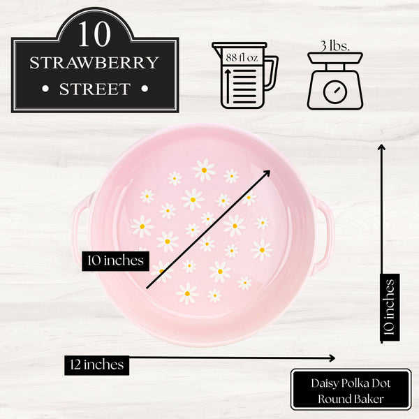 Daisy Polka Dot Round Baker, Pink - Lulu Bella Boutique