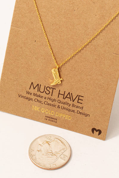 Cowboy Boots Pendant Necklace: G - Lulu Bella Boutique