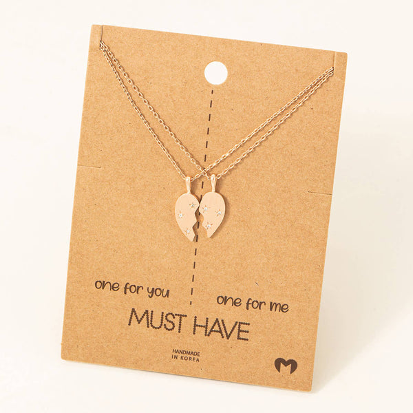 Half Star Hearts Layered Necklace: S - Lulu Bella Boutique