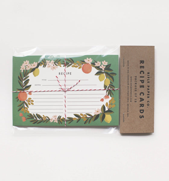 Pack of 12 Citrus Floral Recipe Cards - Lulu Bella Boutique
