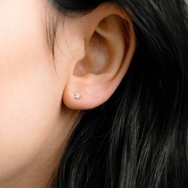 Classic CZ Tiny Diamond Screw Flat Back Earrings: Gold - Lulu Bella Boutique