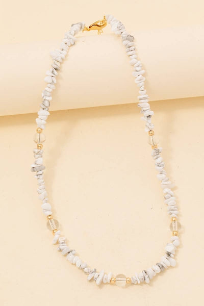 Pebble Stone Beaded Necklace: GDTQ - Lulu Bella Boutique
