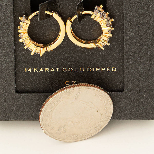 Mini Baguette Huggie Hoop Earrings: WG - Lulu Bella Boutique