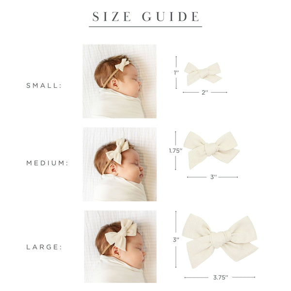 Linen Bow - White Headband: Small / Nylon Headband - Lulu Bella Boutique