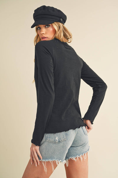 8288DN Gwen Baby Long Sleeve Top: Black / Contemporary / S - Lulu Bella Boutique