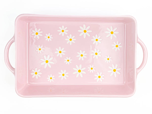 Daisy Polka Dot Rectangular Baker, Pink - Lulu Bella Boutique