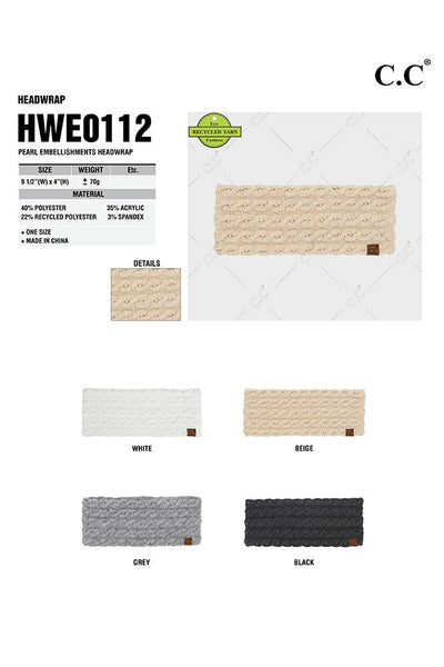 C.C Pearl Embellishments Head Wrap: Black - Lulu Bella Boutique