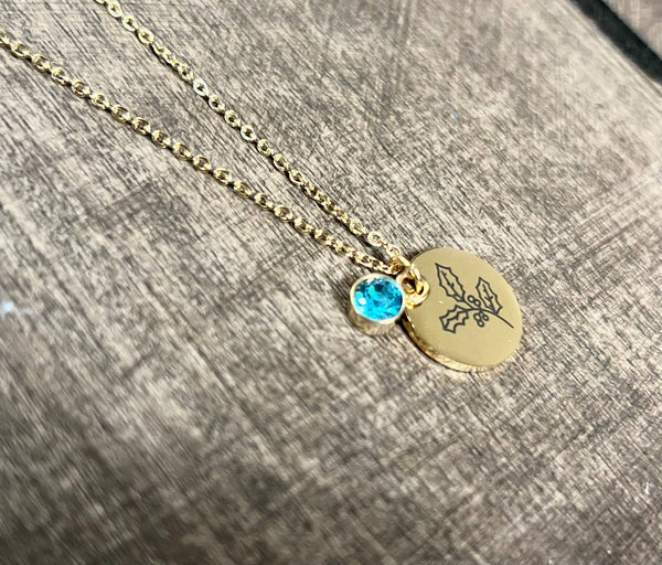 Gold Birth Flower Necklaces - Stainless Steel: February - Lulu Bella Boutique