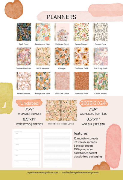 Pressed Floral Undated Planner: 8.5x11 - Lulu Bella Boutique